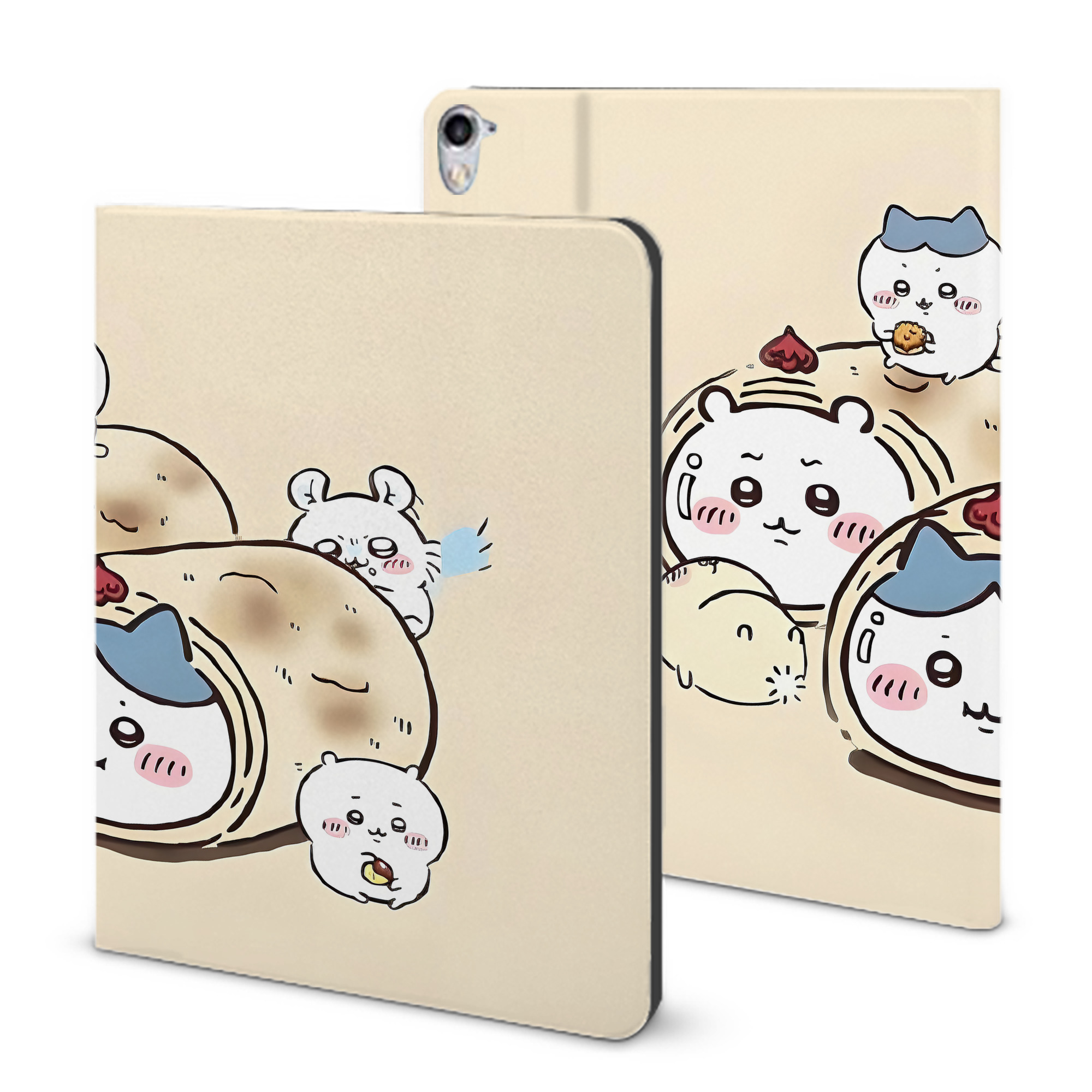 （画像用） ちいかわ Chii-kawa IPad ケース ブック型 PUレザー TPU 耐衝撃 軽量 薄型 ペン収納なし 全面保護 IPad 各モデル対応